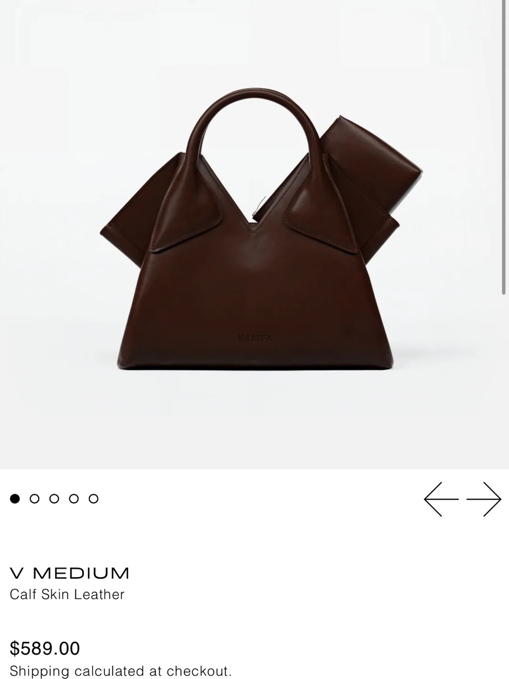 Hanifa V Medium Calf Leather Tote in Dark Brown